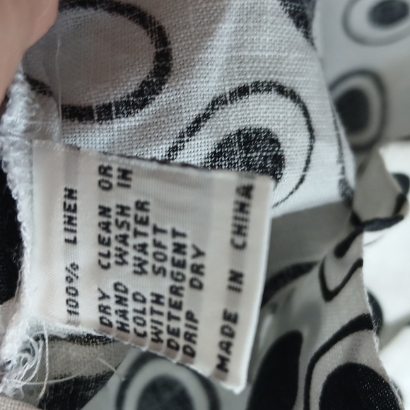 Courtney Washington Linen Black and White Polka Dot Blouse Womens Medium - Picture 3 of 7